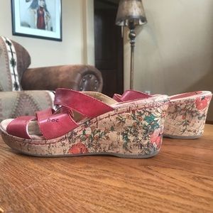 Pink Floral Wedged Sandal